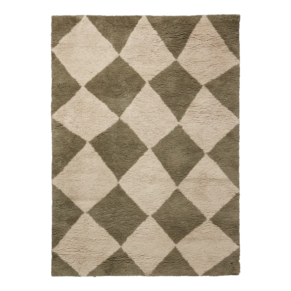 Tapis en laine tuftée beige et vert 140x200cm Orme - Ferm Living