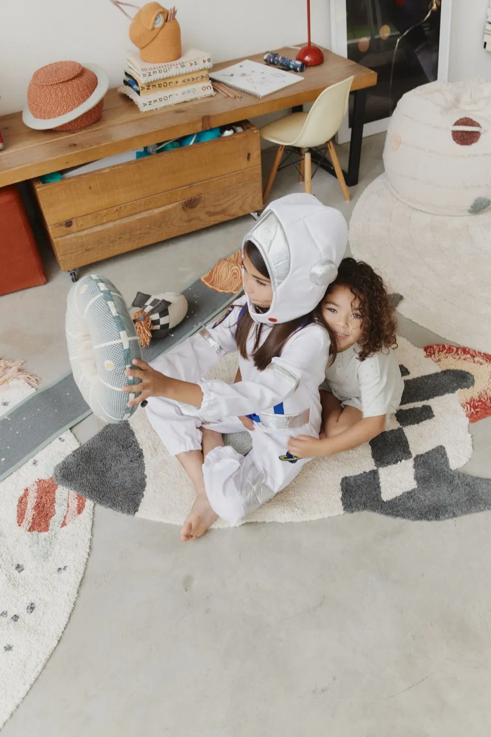 Tapis fusée en coton 85x135cm I want to be an astronaut - Lorena Canals