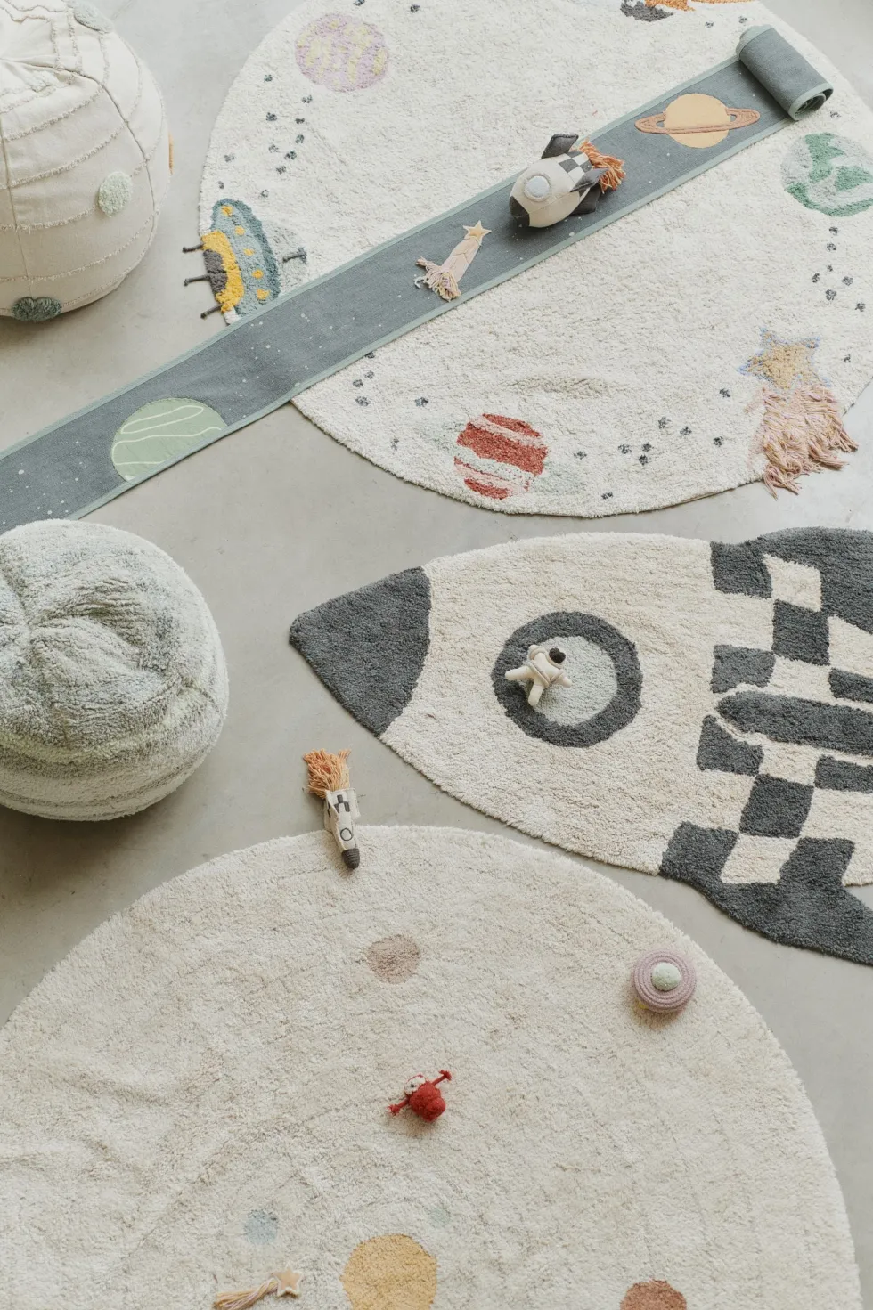Tapis fusée en coton 85x135cm I want to be an astronaut - Lorena Canals
