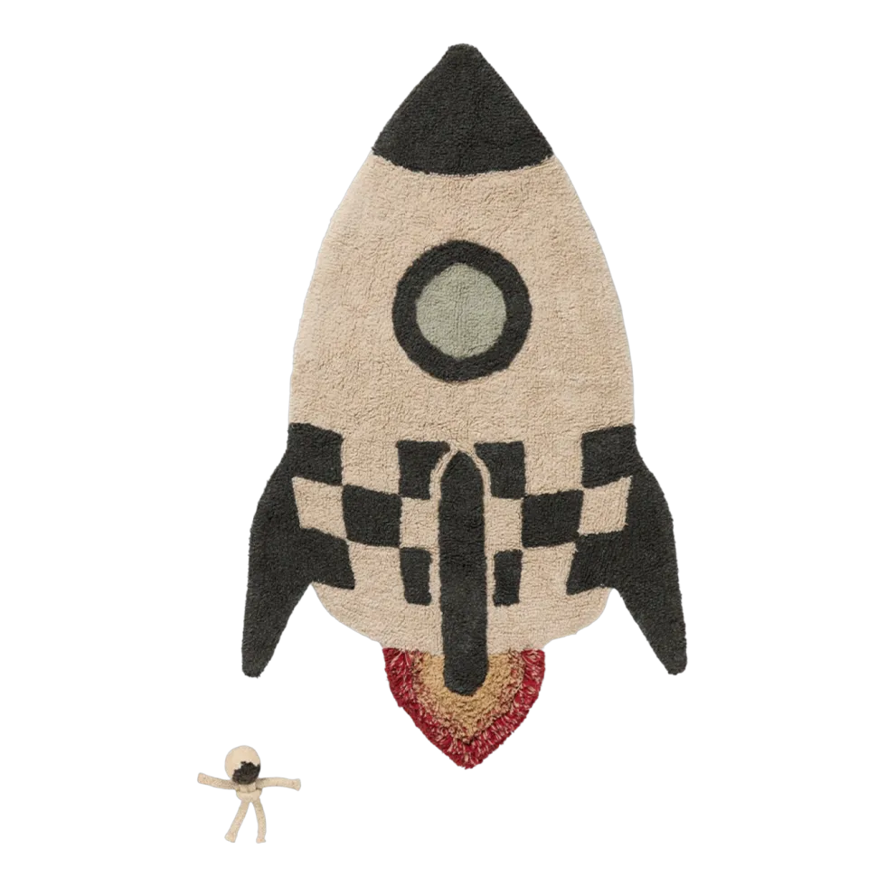 Tapis fusée en coton 85x135cm I want to be an astronaut - Lorena Canals