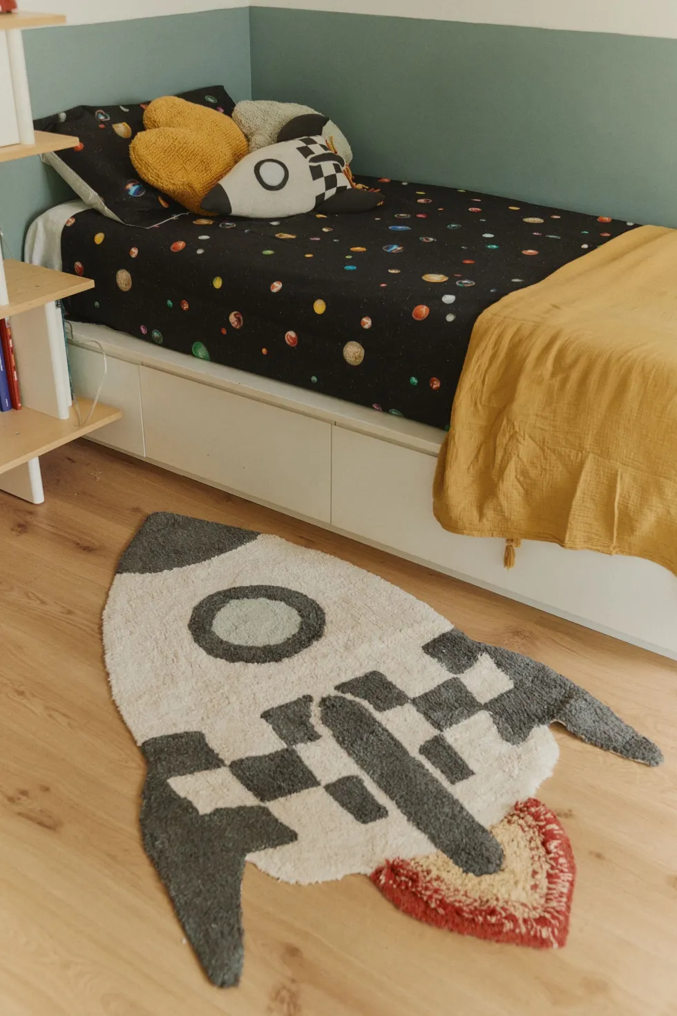 Tapis fusée en coton 85x135cm I want to be an astronaut - Lorena Canals