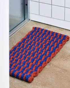 Tapis paillasson en fibre de coco marron et bleu 40x80cm - Hay