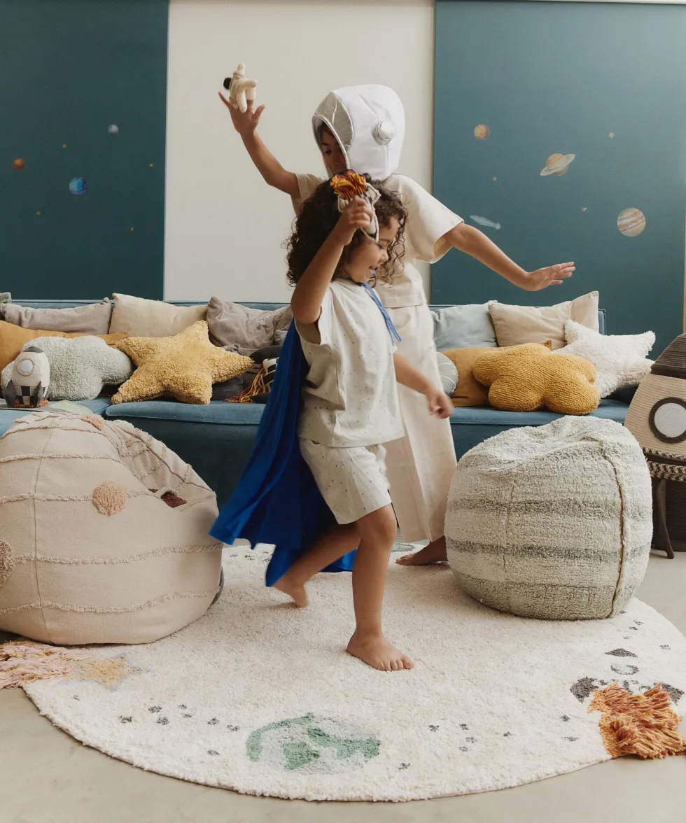 Tapis rond en coton interstellar 140cm I want to be an astronaut - Lorena Canals
