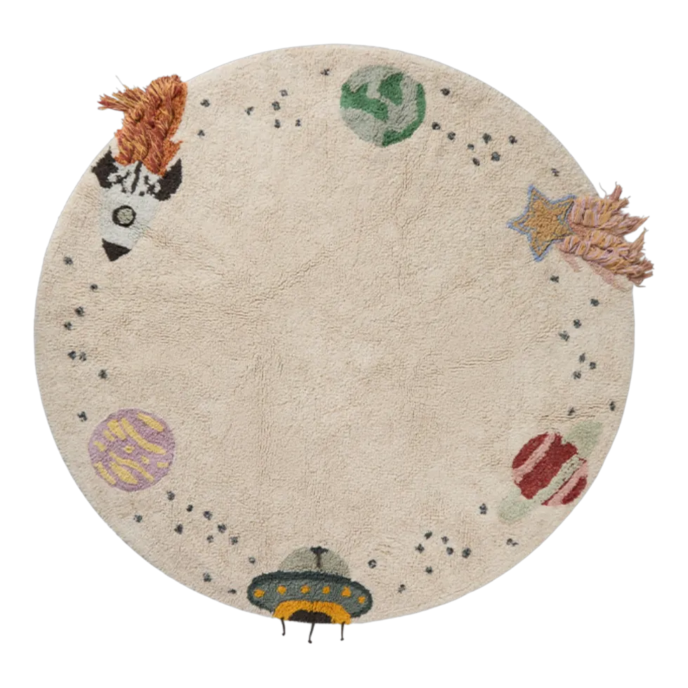 Tapis rond en coton interstellar 140cm I want to be an astronaut - Lorena Canals