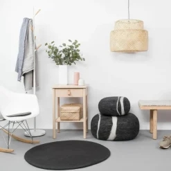 Tapis rond en laine anthracite 90 cm Kuno - myfelt