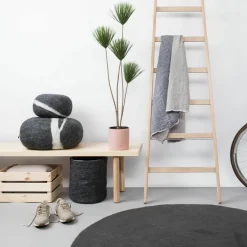 Tapis rond en laine anthracite 90 cm Kuno - myfelt