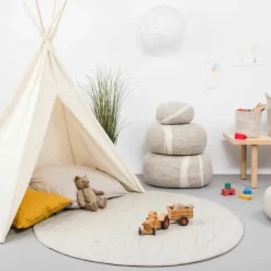 Tapis rond en laine beige marbré 160 cm Béla - myfelt
