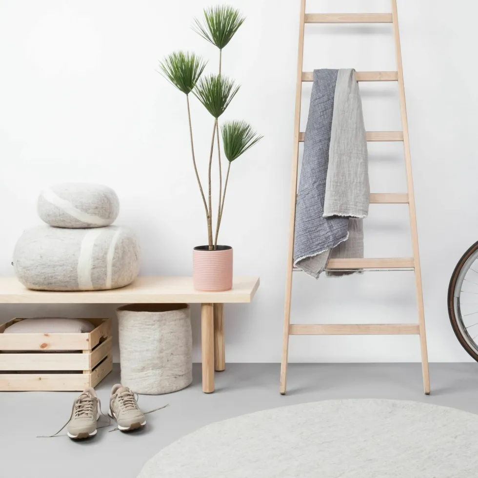 Tapis rond en laine beige marbré 160 cm Béla - myfelt