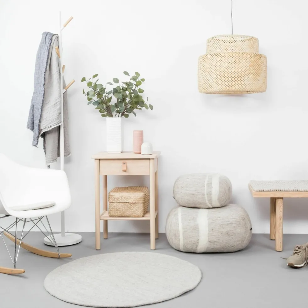 Tapis rond en laine beige marbré 160 cm Béla - myfelt