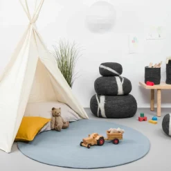 Tapis rond en laine bleu clair 70 cm Mia - myfelt