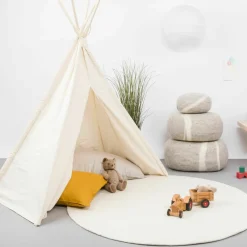 Tapis rond en laine écru 160 cm Linéa - myfelt