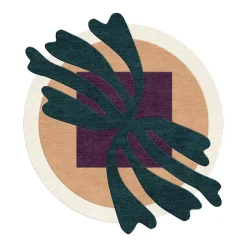 Tapis rond en laine imprimé feuille verte 160x180cm Vasco - Son-Tapis