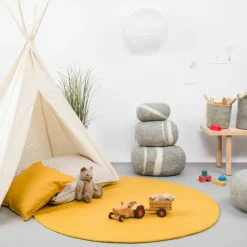 Tapis rond en laine moutarde 70 cm Klara - myfelt