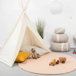 Tapis rond en laine rose 120 cm Merle - myfelt
