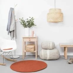 Tapis rond en laine rouge brique 120 cm Lora - myfelt