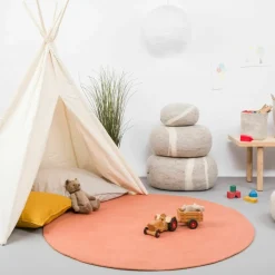 Tapis rond en laine saumon 140 cm Lea - myfelt