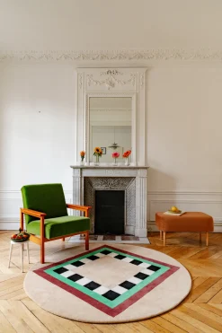Tapis rond en laine tuftée 100cm Chinese Service - Colortherapis