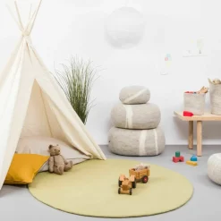 Tapis rond en laine vert clair 70 cm Pitt - myfelt