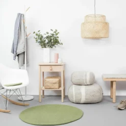 Tapis rond en laine vert 160 cm Kaspar - myfelt