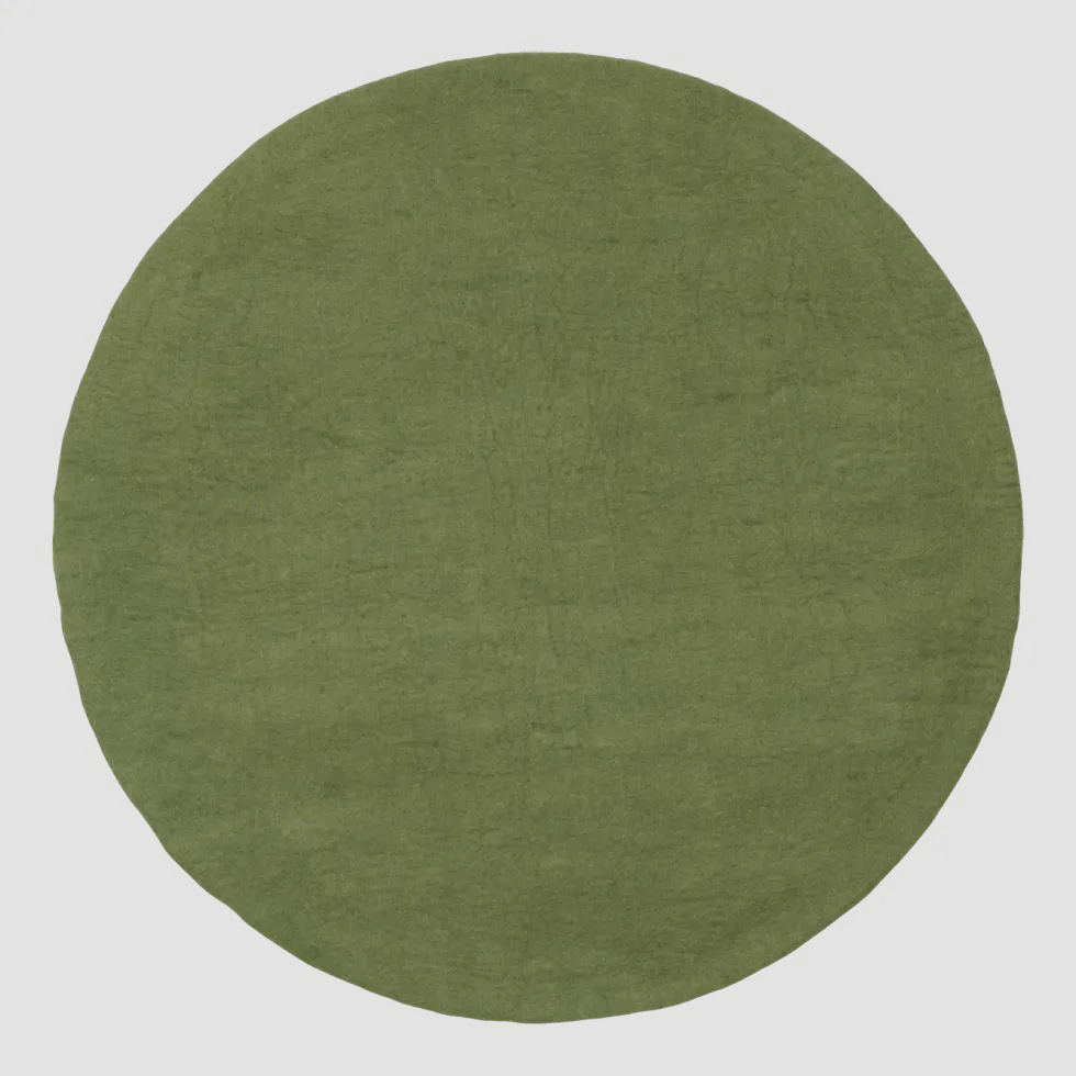 Tapis rond en laine vert 90 cm Kaspar - myfelt