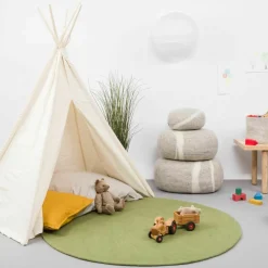 Tapis rond en laine vert 180 cm Kaspar - myfelt