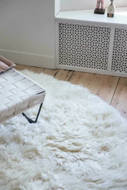 Tapis rond en peluche blanc crème 250 cm - HKliving