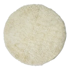 Tapis rond en peluche blanc crème 250 cm - HKliving