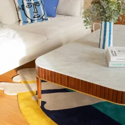 Tapis rond organique en laine imprimé jaune 280x250cm Joséphine - Son-Tapis