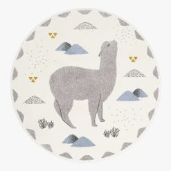 Tapis rond pour enfant motif lama bleu 135 cm Andino by Mon Petit Art - Nattiot