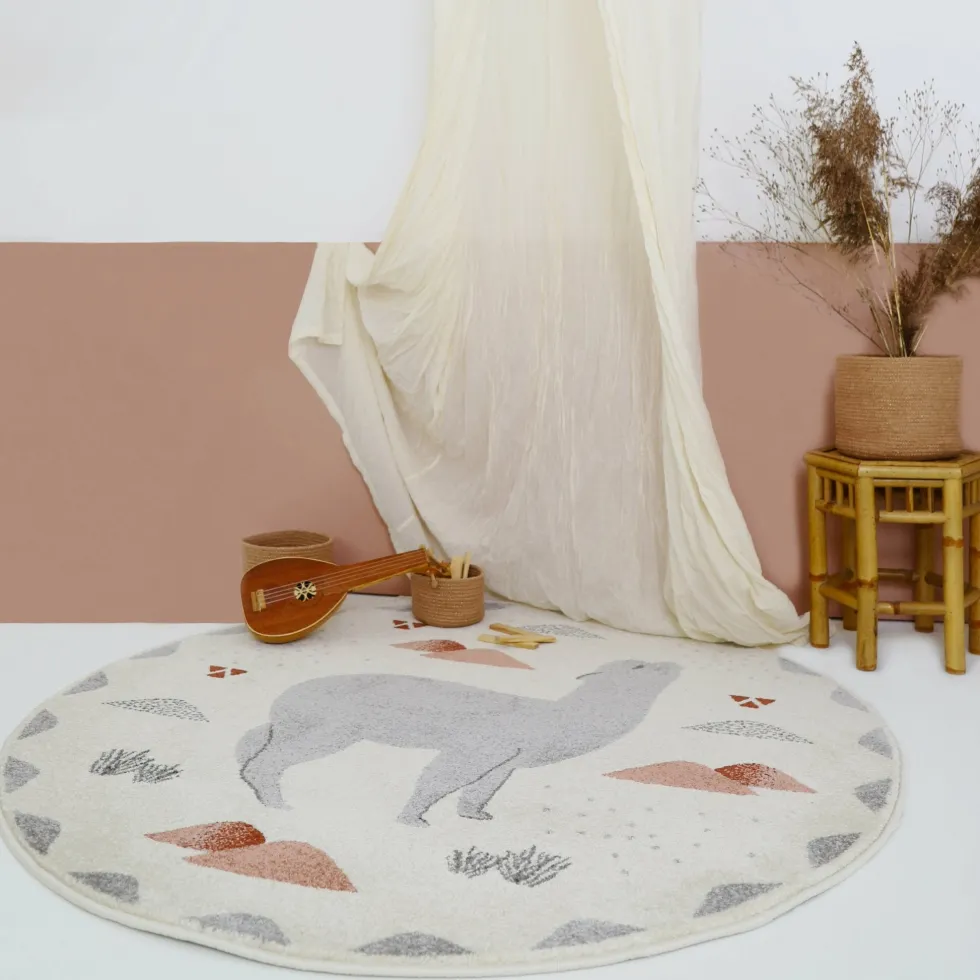 Tapis rond pour enfant motif lama 135 cm Andina by Mon Petit Art - Nattiot