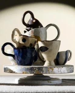 Tasse à café en céramique marron à pois 150ml Zina Atelier Forma - Nordal