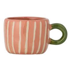 Tasse à espresso en grès vert et rose à rayures Nini - Bloomingville