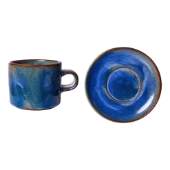 Tasse et soucoupe bleu rustique - HKliving