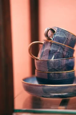 Tasse et soucoupe bleu rustique - HKliving
