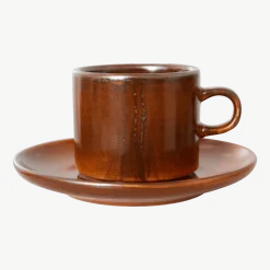 Tasse et soucoupe en porcelaine orange brûlée 7,8 x 6,5 cm Chef Ceramics - HKliving