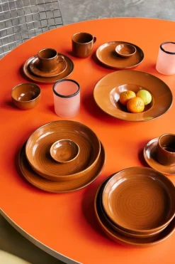 Tasse et soucoupe en porcelaine orange brûlée 7,8 x 6,5 cm Chef Ceramics - HKliving