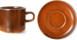 Tasse et soucoupe en porcelaine orange brûlée 7,8 x 6,5 cm Chef Ceramics - HKliving