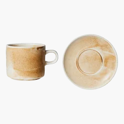 Tasse et soucoupe Rustic Cream/Brown - HKLIVING