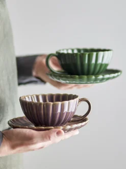 Tasse Latina avec soucoupe Grès vert - Bloomingville