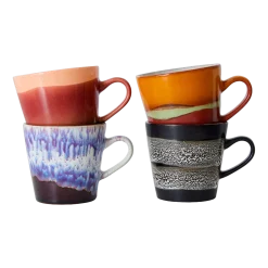4 Tasses à americano en céramique Friction Vaisselle 70's- HKliving