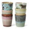 6 Tasses à café en céramique 7,5x7,5x8cm Vaisselle 70's - HKLiving