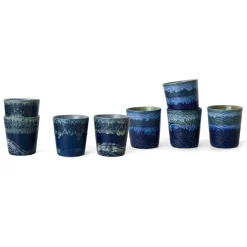 2 Tasses à café en grès bleu foncé Van Gogh 7,5x8cm 230ml Vaisselle 70s - HKLiving