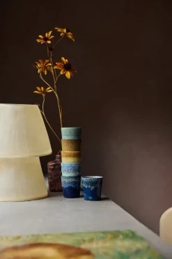 2 Tasses à café en grès bleu foncé Van Gogh 7,5x8cm 230ml Vaisselle 70s - HKLiving