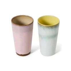 2 tasses en céramique fresco 7,5x13cm 70's ceramics - HKliving