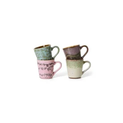 4 tasses à expresso en céramique 8x5,8x6,2cm 70's ceramics - HKliving