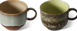 Tasses à thé en grès vert marron Odyssey - HKLIVING