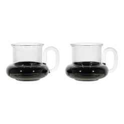 2 tasses à thé en verre noir 7cm Bump - Tom Dixon