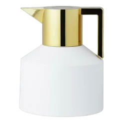 Thermos en plastique blanche et dorée 1L Geo Vacuum - Normann Copenhagen
