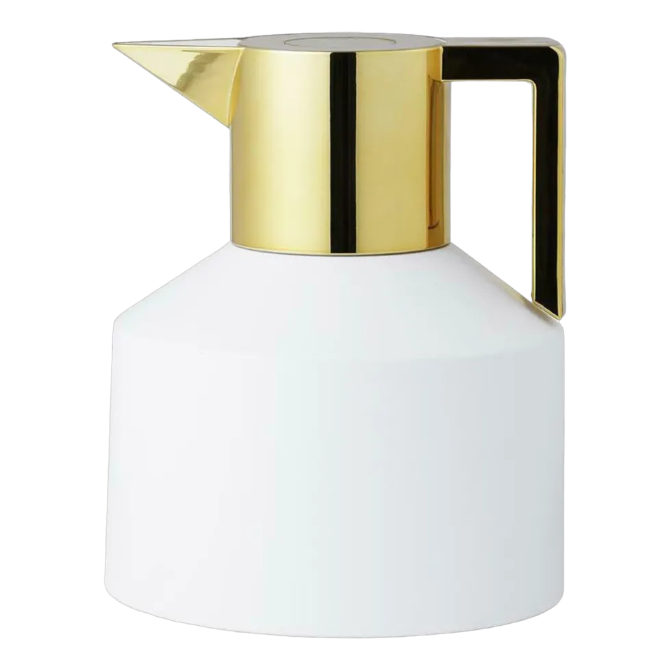 Thermos en plastique blanche et dorée 1L Geo Vacuum - Normann Copenhagen