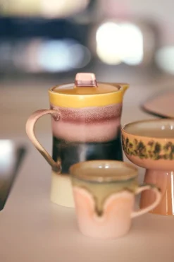 Théière en grès jaune coucher de soleil Vaisselle 70s - HKLIVING